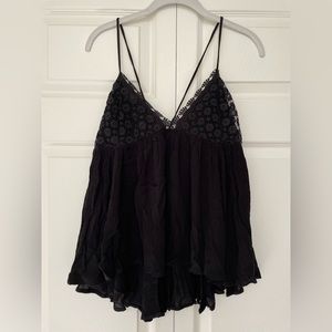 BP Black Flower Lace Top Babydoll Adjustable Ties